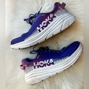 Hoka One One Rincon 2 Womens Running Blue Purple Athletic Shoes Size 10